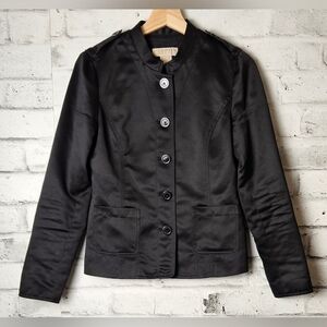 Michael Kors Black Satin Button Jacket – Women’s Small, Chic Lightweight Blazer